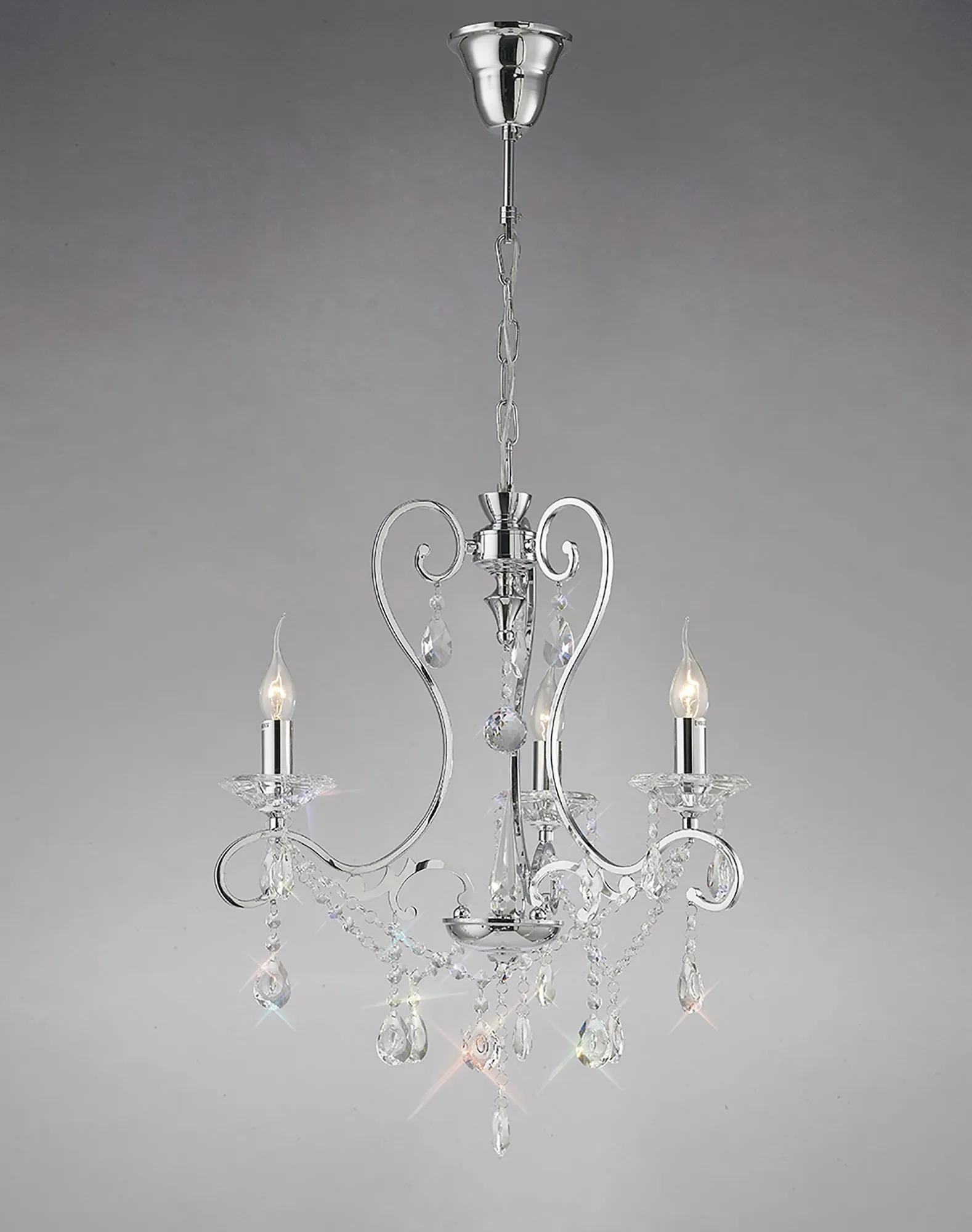 IL31363  Vela Crystal Pendant 3 Light Polished Chrome